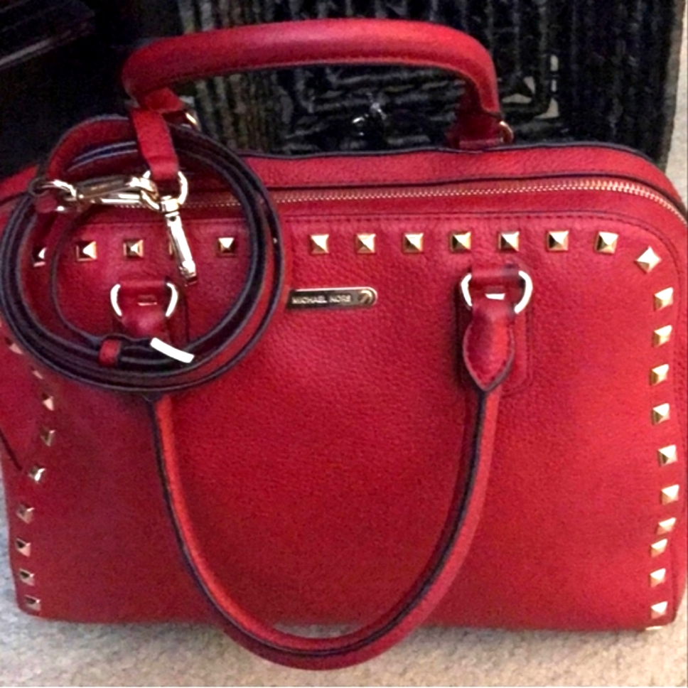 Michael Kors Purse 2 Way - Red/Gold Studs -